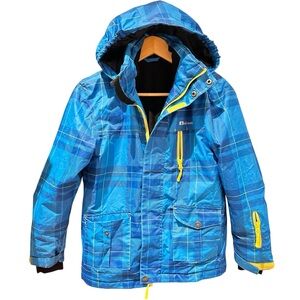 Oakiwear Ski Winter Jacket Blue Green Plaid Waterproof‎ Size 12